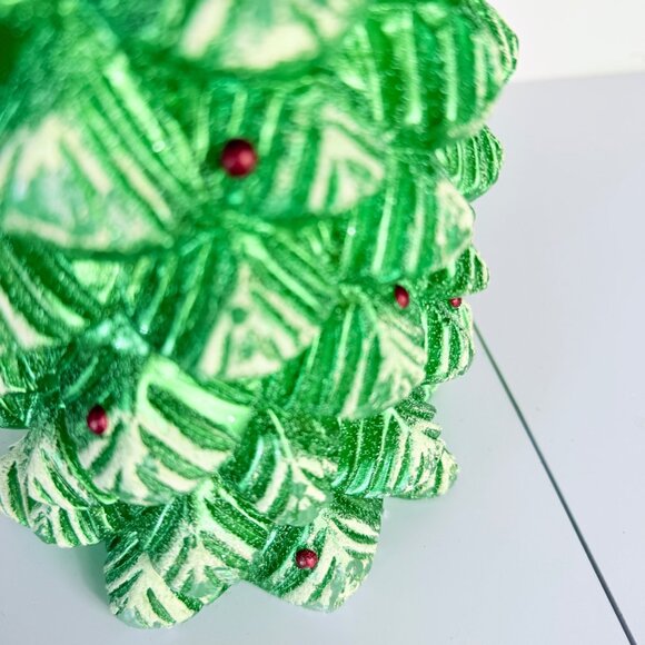 Metallic Green Christmas Tree Candle Vintage Holiday Decor Retro Holiday Decor - Picture 14 of 16